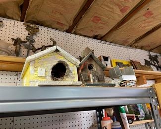 Birdhouses & antique water sprinklers