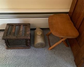 Antique Foot-warmers and step stool