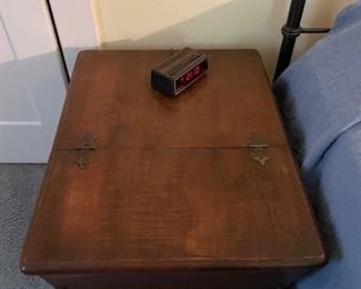 Bedside table (may be an old desk)