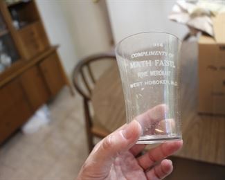 Pre- prohibition wine merchant advertising glasses (large collection still wrapped in newspaper from 1935)