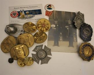 Early 20thc fire fighter memorabilia - from West Hoboken, NJ  - badges / pins