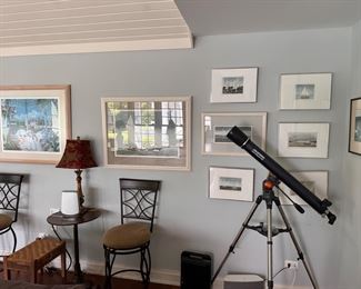 Telescope, stools art and more.