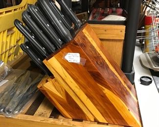 Butcher block of knives