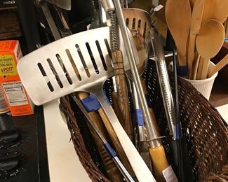 Lots of kitchen utensils 