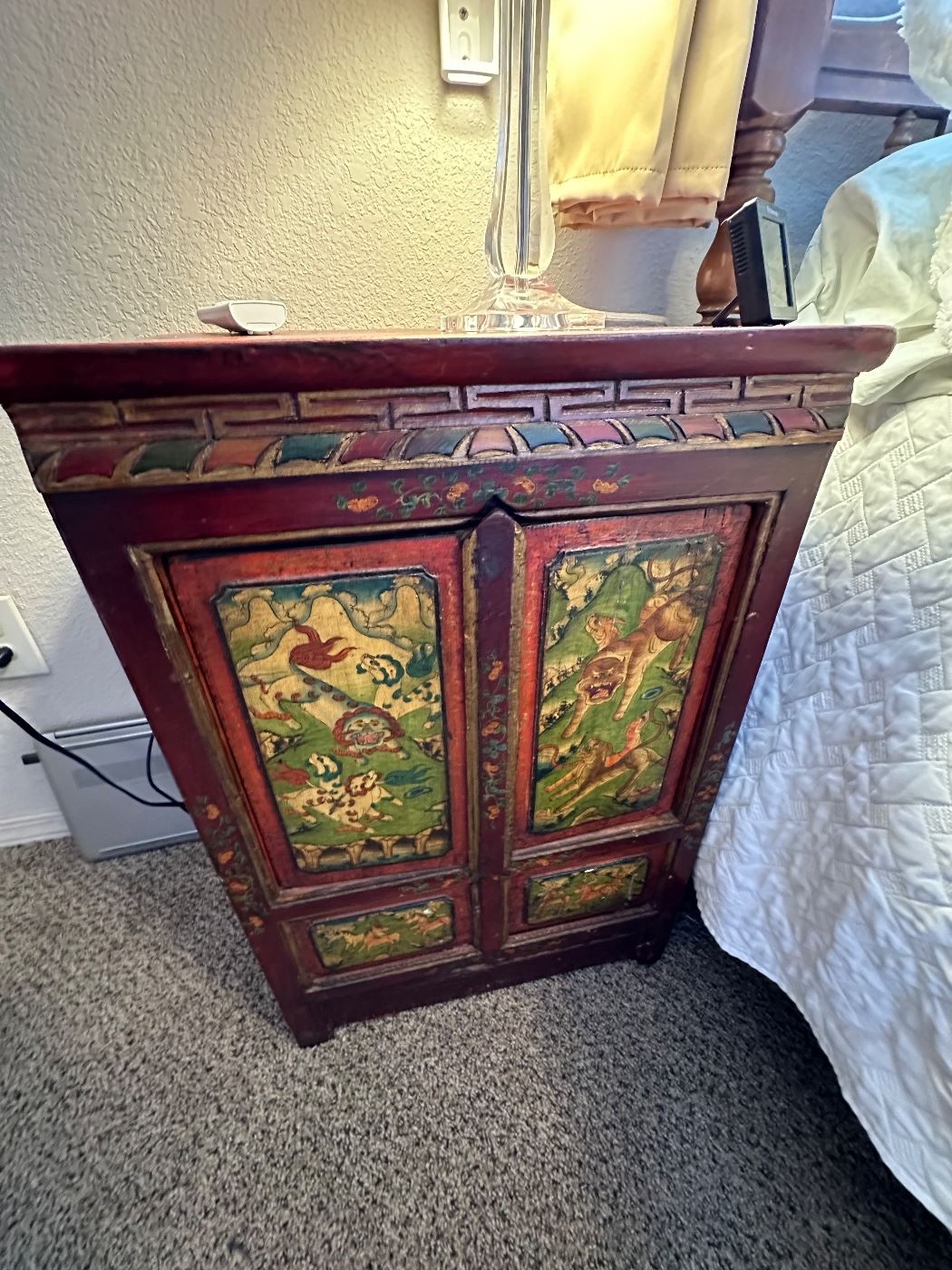 Hand painted Tibetan small cabinet
