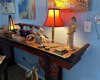 Very large beautifully detailed altar table with Van Gogh paintings above