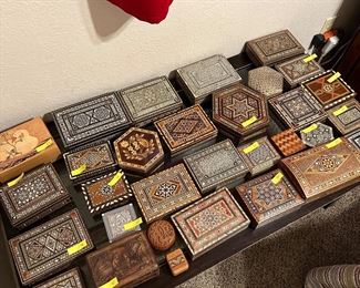 Variety of handcrafted inlaid Asian boxes