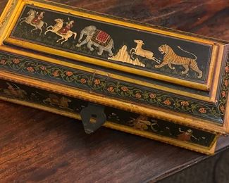 Detailed hand painted-inside and out-Indian box