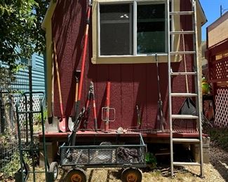 Garden tools, wagon
Ladder and dolly 