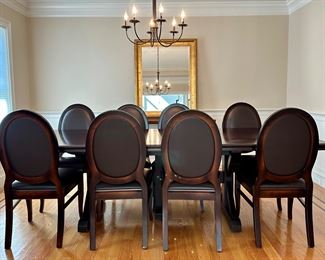 Thomasville Furniture Trestle Dining Table with Extension & (8) Arhaus Furniture Asolo Chairs