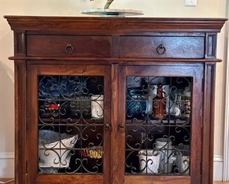 Storage Cabinet with Iron Lattice Front