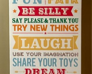 "Playroom Rules" Stretched Canvas Print