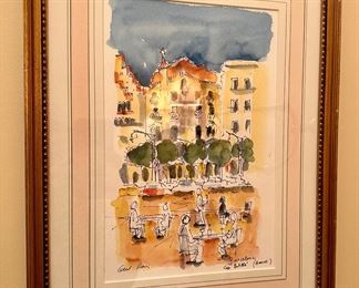 "Barcelona" Signed Watercolor