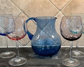 (4) Wine Glasses & Pitcher