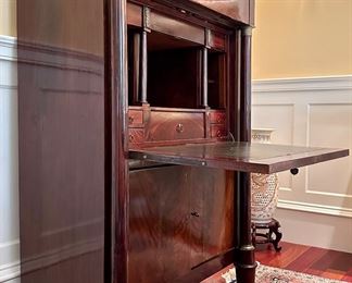 Antique Secretary Abattant Desk w/ Leather Top c. 1840