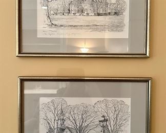 The Capital Print, Signed Charles Overly (top) Briton Parish Church Print, Signed Charles Overly (bottom)