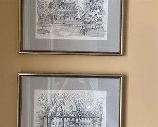 The Governors Place Print, Signed Charles Overly (top) The Wren Building Print, Signed Charles Overly (bottom)
