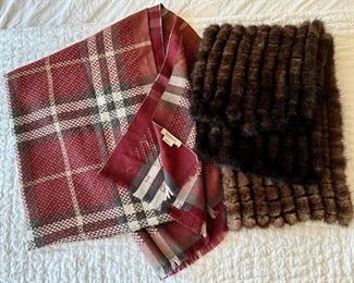 Burberry Scarf (left) & Fur Scarf (right)