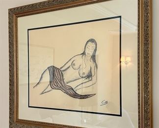 Reclining Nude with signature, lower right