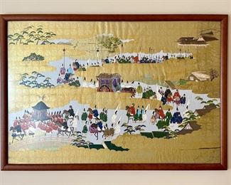 Framed Japanese Art in the Style of Rakuchu