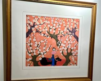 Original Watercolor Gouache Painting (cherry blossoms)