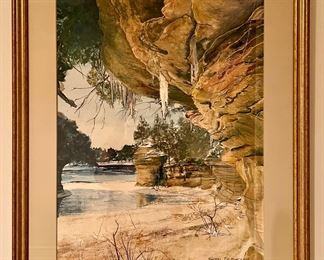 Item 58: "Cliff" Watercolor, Signed Naomi Dephoure 1977 - 23.5 x 29.5: $165