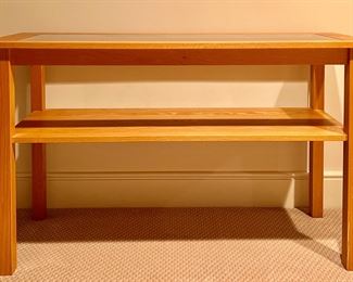 Item 60: Glass Console Table - 50"l x 17"w x 29.25"h: $125