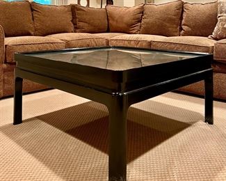 Item 40: Black Lacquer & Glass Coffee Table - 36"l x 36"w x 17"h: $425