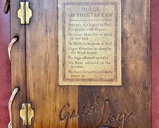 Item 65: Wood & Leather Bound Guest Log: $28