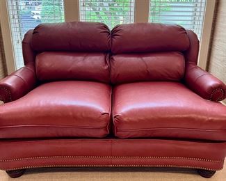 Item 70: Furniture Guild Leather Loveseat - 57"l x 24"w x 32"h: $1395