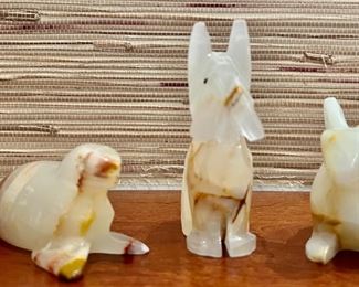 Item 86a: Carved Agate Seal (left): $24 Item 86b: Carved Agate Dog (middle): $24 Item 86c: Carved Agate Rabbit (right): $24 Tallest - 4"