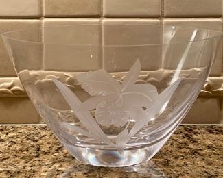 Item 93: Etched Flower Bowl: $32