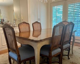 Item 104: Lewis Mittman Dining Table & 6 Chairs: Table - 67"l x 41"w x 30"h, Chairs - 20"l x 19"w x 41"h: $995
