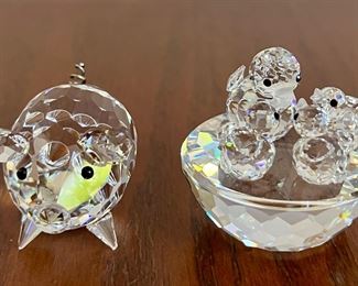 Item 108: Swarovski Pig (left): $12 Item 109: Swarovski Ducklings (right): $24 Tallest - 1.75"