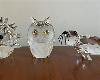 Item 110: Swarovski Hedgehog (left): $24 Item 111: Swarovski Owl (middle): $24 Item 112: Swarovski Seal (right): $28 (SOLD) Tallest - 2"
