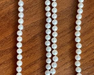 Item 17: (2) Pearl Necklaces with 14K Clasp - 8.25": $165/Each