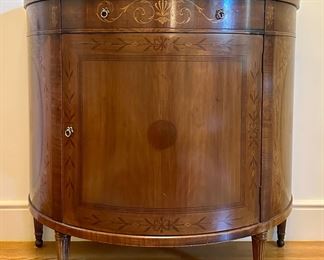 Item 10: Joseph Gerte Co. (Boston) Inlaid Demilune Cabinet - 36"l x 16"h x 33.5"h: $1295