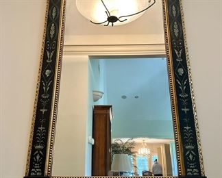Item 122: Carved Mirror (gold & black) - 36"l x 16"w x 33.5"h: $425