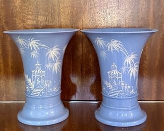Item 124: (2) Lenox Delphite Blue Asian Vases - 5.75":