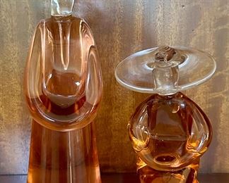 Item 125: (2) Art Glass Geisha Girls, Signed - Tallest: 9.5":