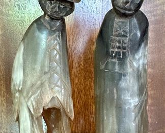 Item 135: (2) Carved Horn Figures - Tallest: 6": $48/Pair