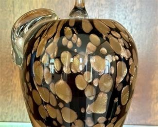 Item 142: Murano Glass Apple (black & copper) - 5": $28