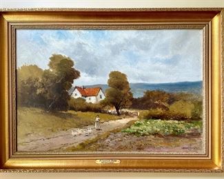 Item 151: "A Country Home" Oil on Canvas, Signed Adrian Latour - 35.5" x 26": $445