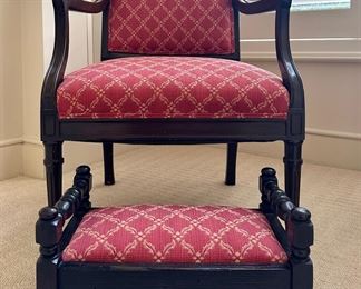 Item 14: Joseph Gerte Armchair with Foot Stool - 23"l x 21"w x 33.5"h: $595