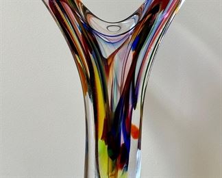 Item 153: Art Glass Vase, Signed - 17.75": $245