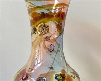 Item 154: Art Glass Vase, Signed A. Jablonski -glass master from Poland- 9" x 16": $175