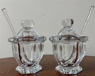 Item 162: (2) Baccarat Condiment Jars with Spoons: $65/Each