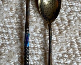 Item 163a: Antique Russian Enamel & Sterling Spoon (left): $245 Item 163b: Antique Russian Enamel & Sterling Spoon (right): $95