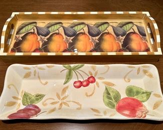 Item 172: Pears & Fig Serving Tray, Signed (top): $32 Item 173: Mixed Fruit Tray (bottom): $24