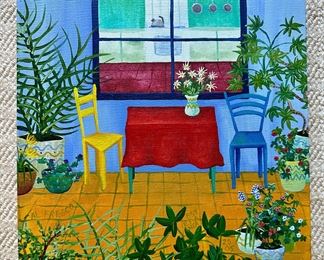 Item 191: "Al Fresco" Oil on Canvas, Signed 12" x 12": $95